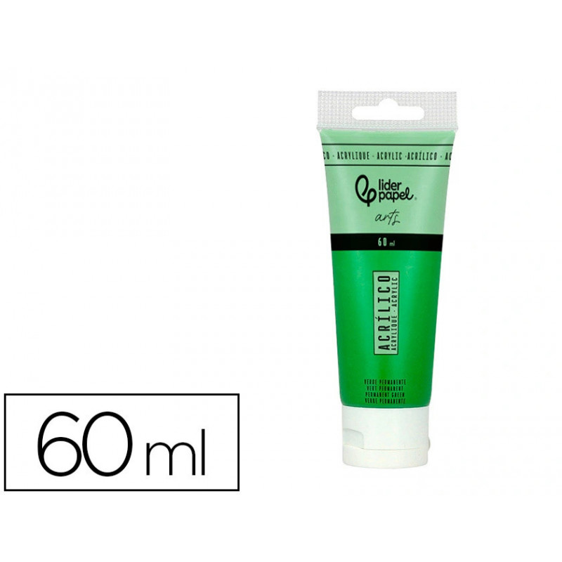 Peinture acrylique liderpapel tube en plastique de 60 ml coloris vert