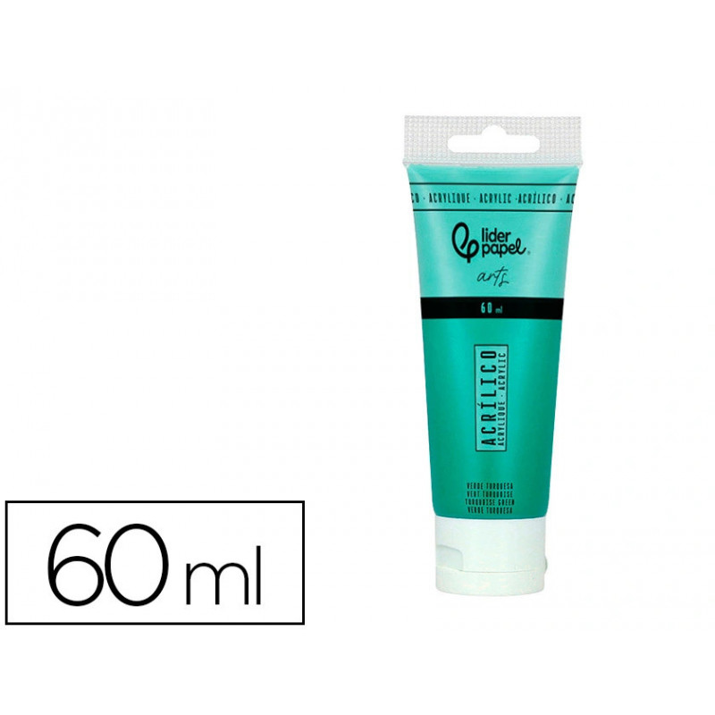 Peinture acrylique liderpapel tube en plastique de 60 ml coloris turquoise