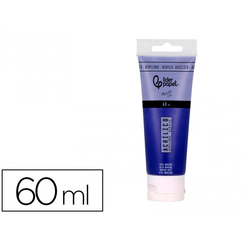 Peinture acrylique liderpapel tube en plastique de 60 ml coloris bleu marine