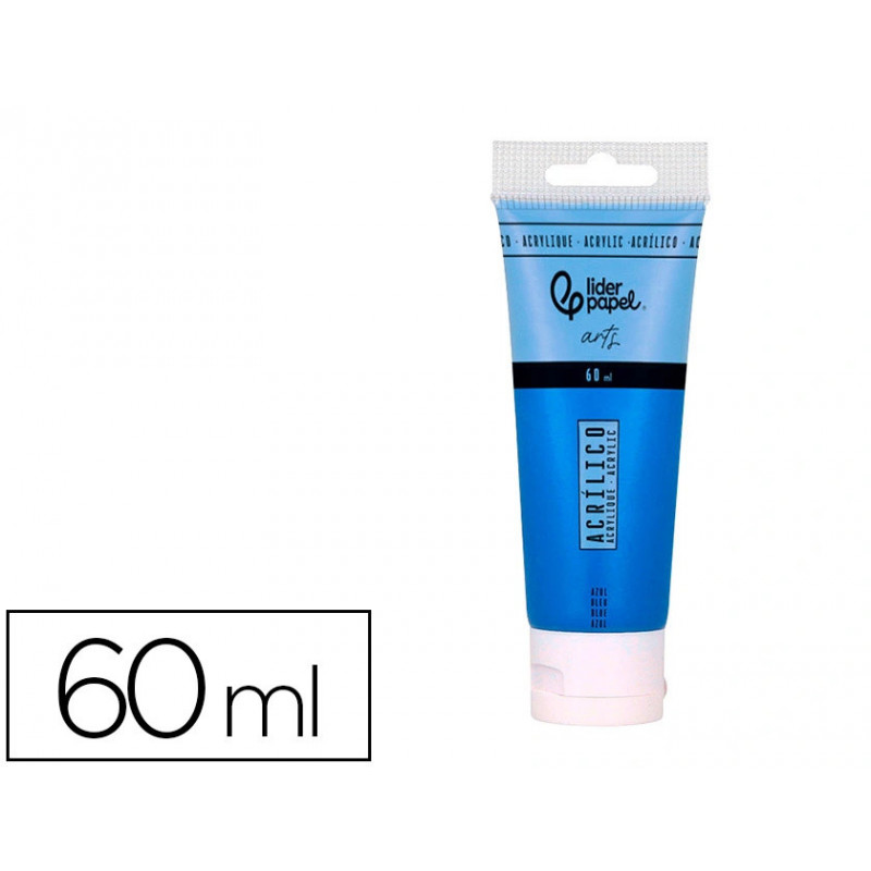 Peinture acrylique liderpapel tube en plastique de 60 ml coloris bleu