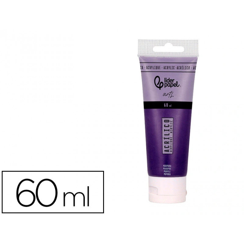 Peinture acrylique liderpapel tube en plastique de 60 ml coloris pourpre