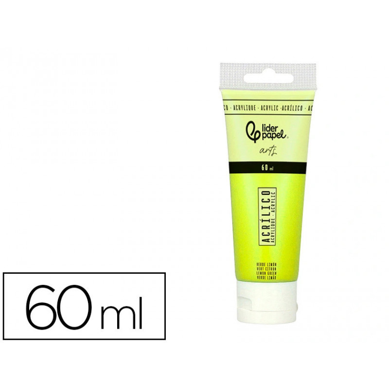 Peinture acrylique liderpapel tube en plastique de 60 ml coloris vert citron