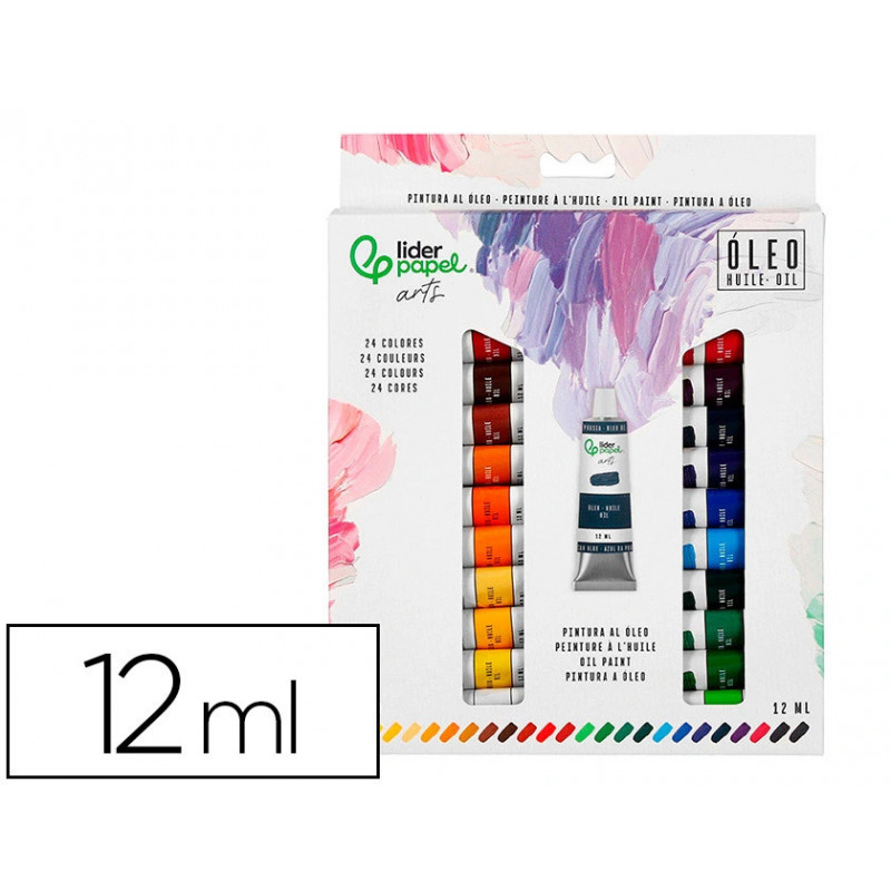 Peinture a l huile liderpapel boite de 24 tubes en aluminium de 12 ml coloris assortis