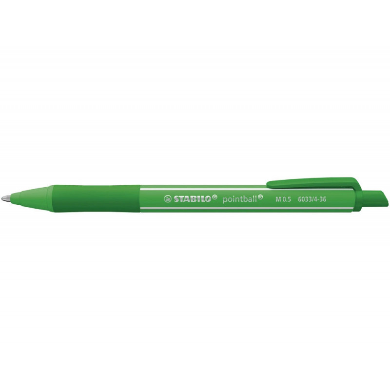 Stylo-bille stabilo pointball colorful 3200m d'ecriture trait 0,5mm retractable grip antiderapant coloris vert