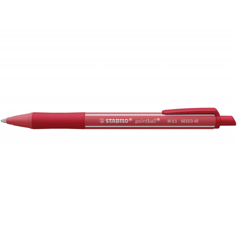 Stylo-bille stabilo pointball colorful 3200m d'ecriture trait 0,5mm retractable grip antiderapant coloris rouge