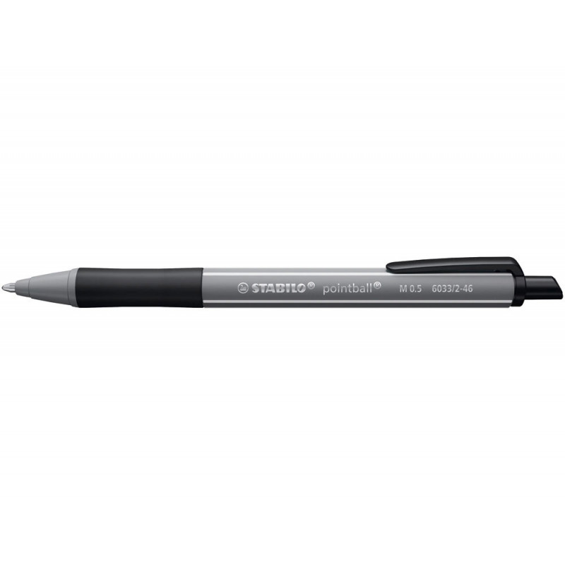 Stylo-bille stabilo pointball colorful 3200m d'ecriture trait 0,5mm retractable grip antiderapant coloris noir
