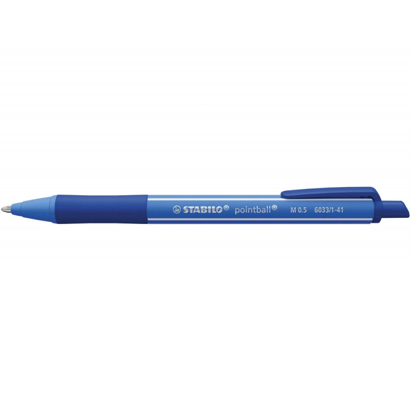 Stylo-bille stabilo pointball colorful 3200m d'ecriture trait 0,5mm retractable grip antiderapant coloris bleu
