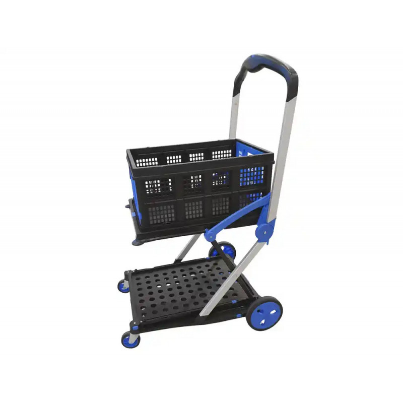 Chariot repliable viso porte bac alu/pp 4 roues capacite bac 30l charge superieur 40kg inferieur 50kg coloris