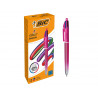 Stylo-bille bic 4 couleurs smooth corps metallique coloris rose pointe moyenne 1mm retractable encre