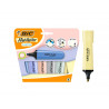 Surligneur bic highlighter plat pointe biseautee coloris pastel assortis pochette 6 unites