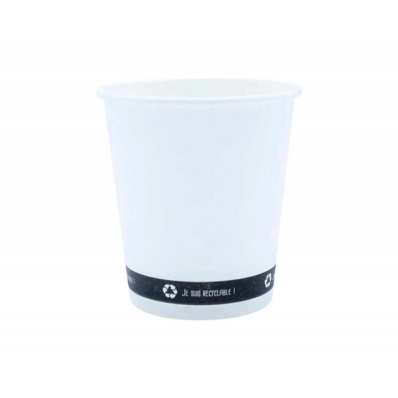 Gobelet carton contenance 4oz 10cl coloris blanc lot 50 unites