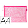 Pochette zip liderpapel a4 multiusage fermeture eclair polyester transpirable coloris rose