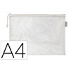 Pochette zip liderpapel a4 multiusage fermeture eclair polyester transpirable coloris blanc