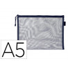 Pochette zip liderpapel a5 multiusage fermeture eclair polyester transpirable coloris bleu marine