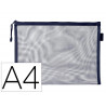 Pochette zip liderpapel a4 multiusage fermeture eclair polyester transpirable coloris bleu marine