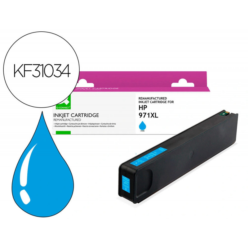Cartouche q-connect jet d'encre compatible hp971xl 7200p coloris cyan