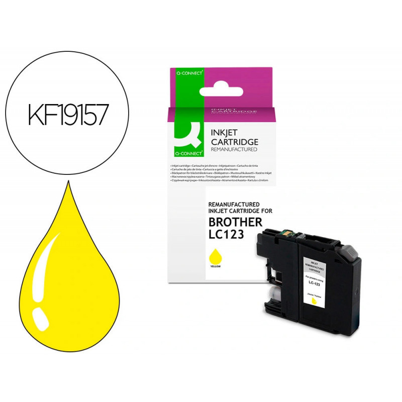 Cartouche q-connect jet d'encre compatible brother lc123 1000p coloris jaune