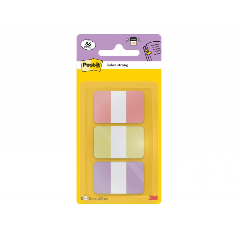 Marque-pages post-it index strong coloris pastel assortis 2 set 3x12 unites