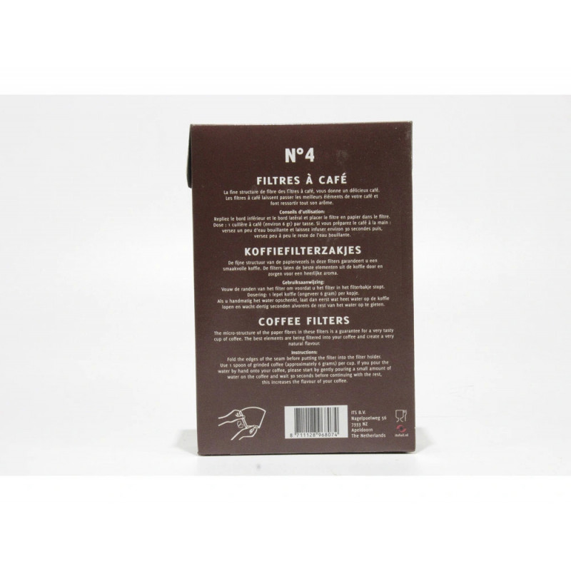 Filtre a cafe fits n 4 non blanchis cellulose paquet 80 unites