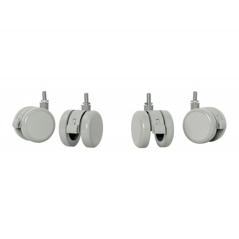 Roulette leitz pour bureau electrique compact assis-debout coloris blanc pack 4 unites