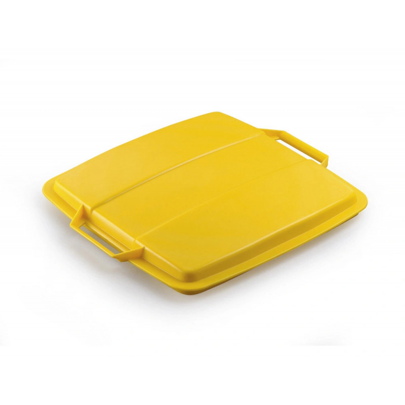 Couvercle durable poubelle durabin capacite 90l carre avec poignee coloris jaune