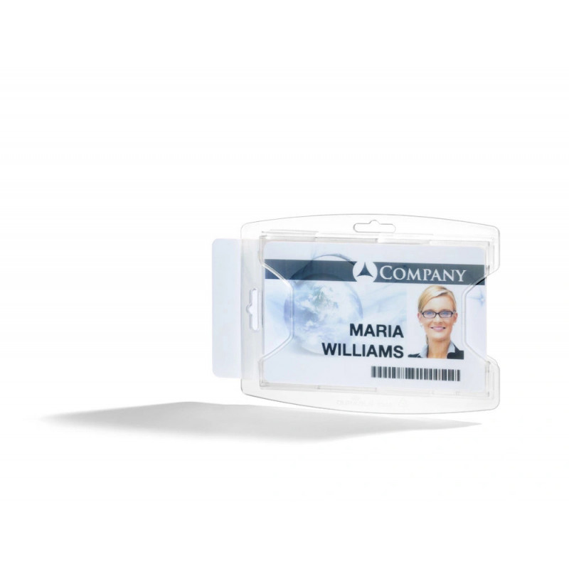 Porte-badge durable rexycle 2 cartes de securite 54x85mm avec encoche coloris transparent