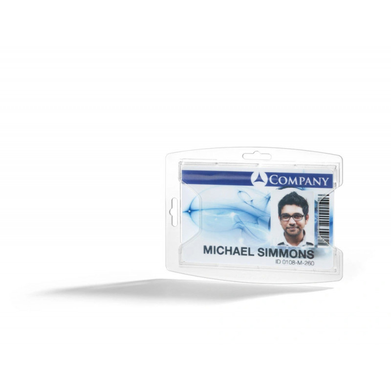Porte-badge durable rexycle 1 carte de securite 54x85mm avec encoche transparent boite de 10