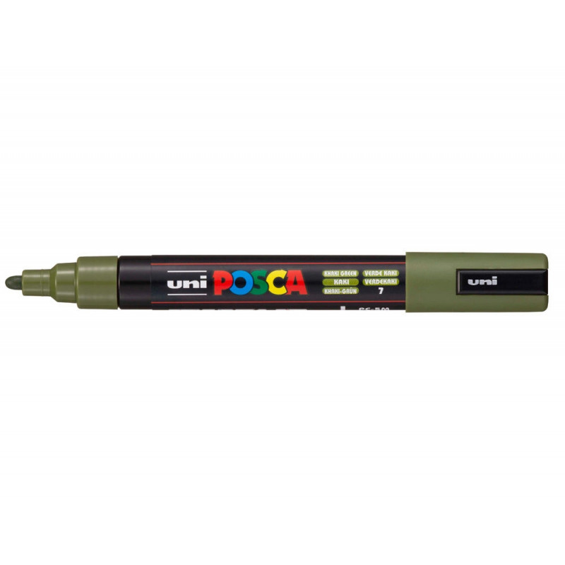 Marqueur posca pc5m peinture base eau inodore tout support pointe moyenne trait 1,8-2,5mm coloris vert kaki