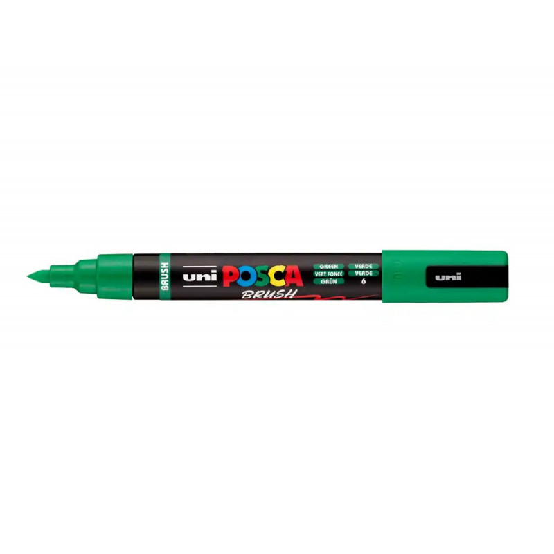 Marqueur posca pc5br peinture base eau inodore tout support pointe moyenne brush coloris vert fonce