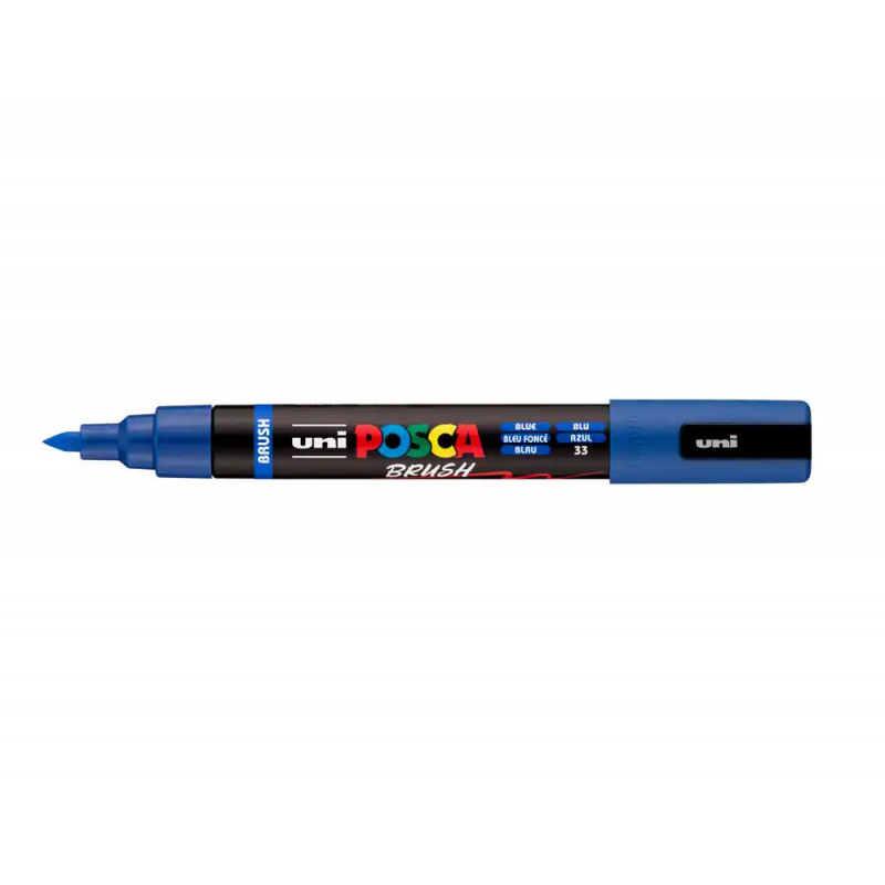 Marqueur posca pc5br peinture base eau inodore tout support pointe moyenne brush coloris bleu fonce