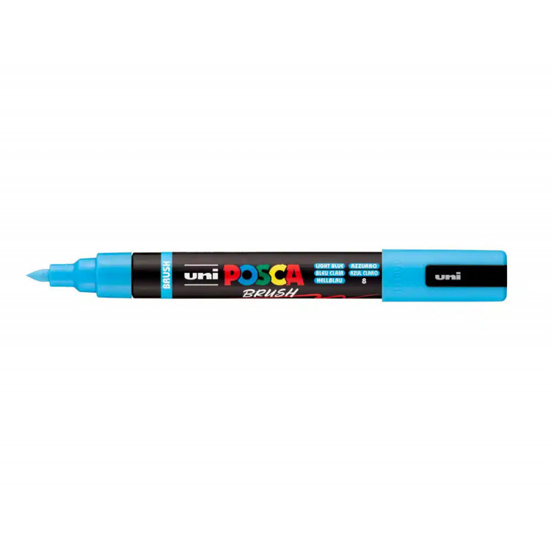 Marqueur posca pc5br peinture base eau inodore tout support pointe moyenne brush coloris bleu clair