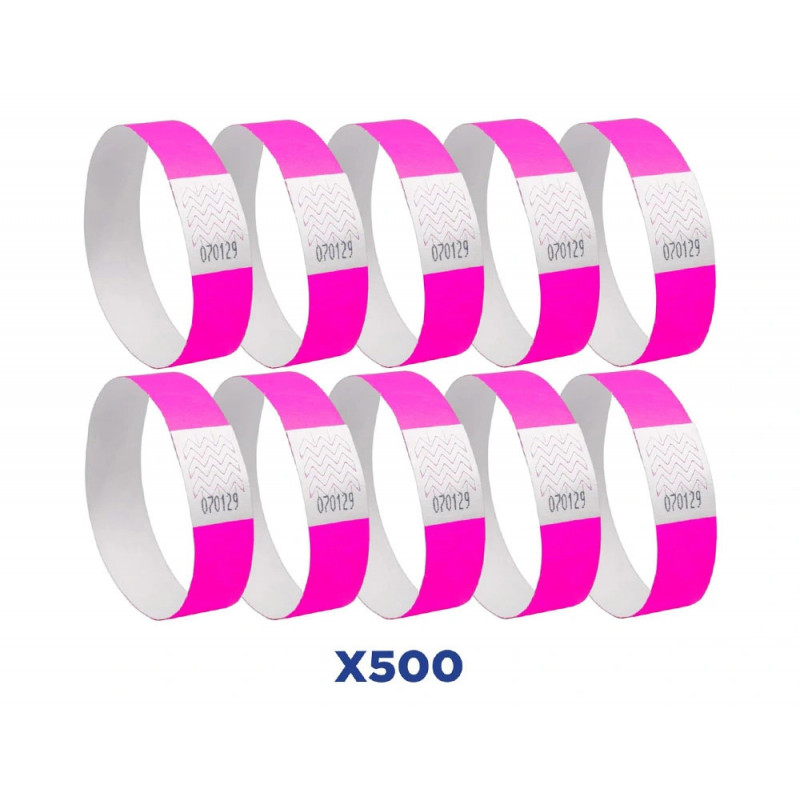 Bracelet avery papier indechirable matiere tyvek largeur 19mm coloris rose fluo 500 unites