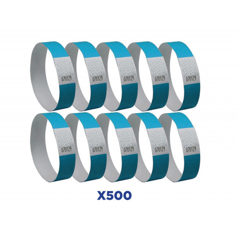 Bracelet avery papier indechirable matiere tyvek largeur 19mm coloris bleu fluo 500 unites