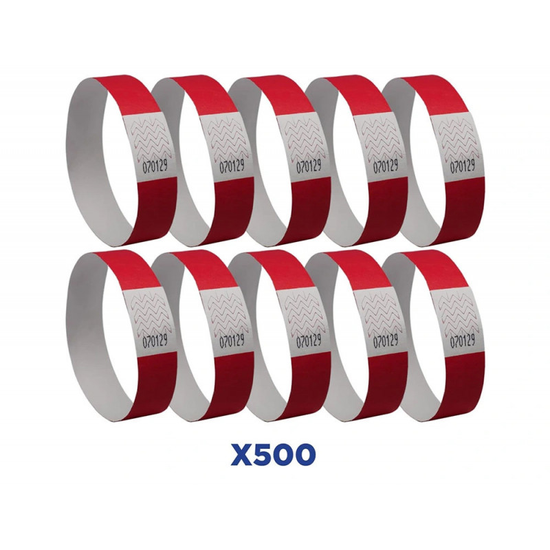 Bracelet avery papier indechirable matiere tyvek largeur 19mm coloris rouge fluo 500 unites