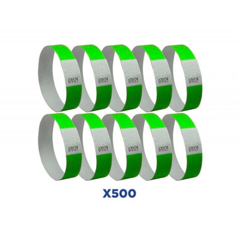 Bracelet avery papier indechirable matiere tyvek largeur 19mm coloris vert fluo 500 unites