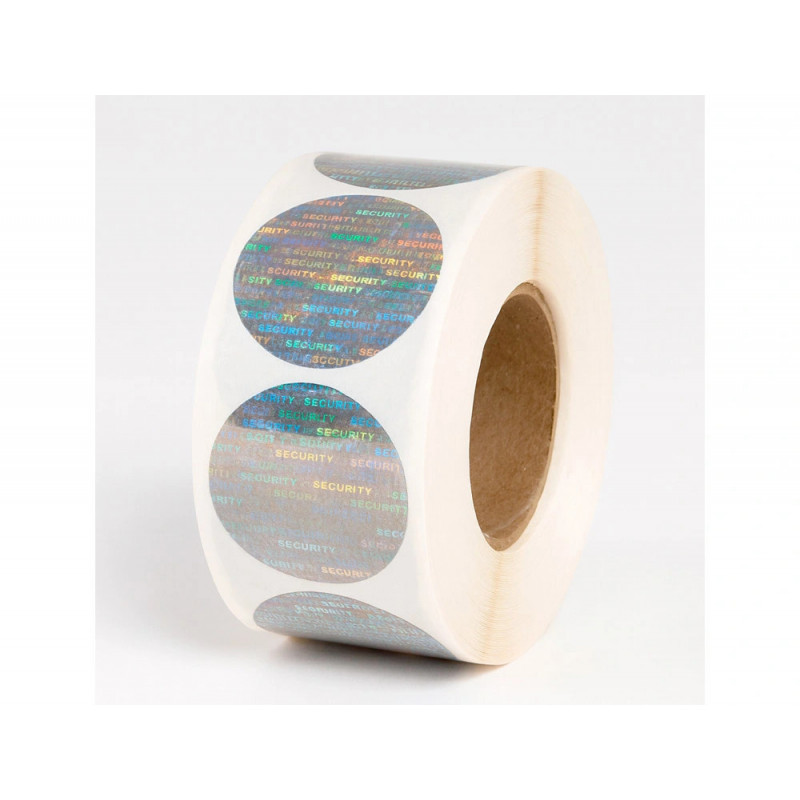 Etiquette autocollante avery holographique void avec transfert ronde diam. 37mm rouleau 1000 unites
