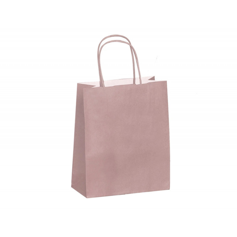 Sac kraft 90g/m2 poignees torsadees 350x140x400mm coloris rose poudre