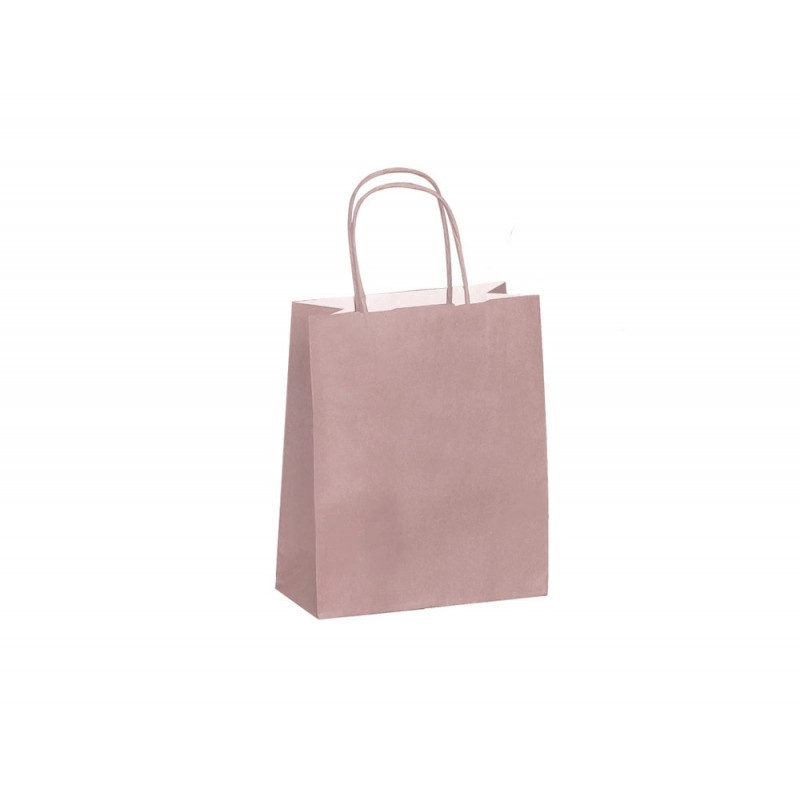 Sac kraft 90g/m2 poignees torsadees 230x120x300mm coloris rose poudre