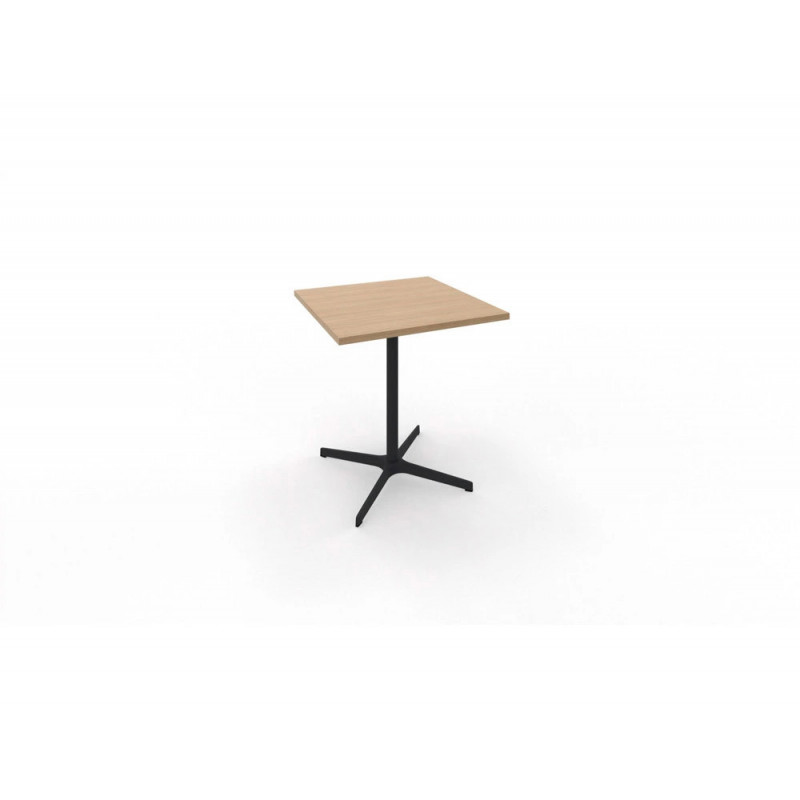 Table eol lucie plateau melamine epaisseur 2,5cm 70x70x73,5cm pied metal noir coloris chene naturel