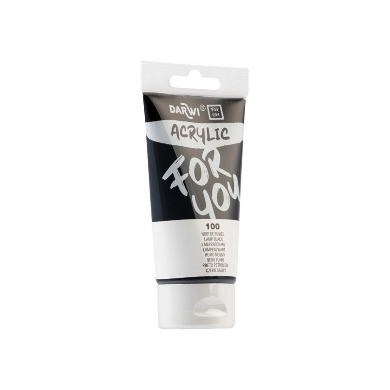 Peinture darwi for you acrylic tube 75ml coloris noir de fumee