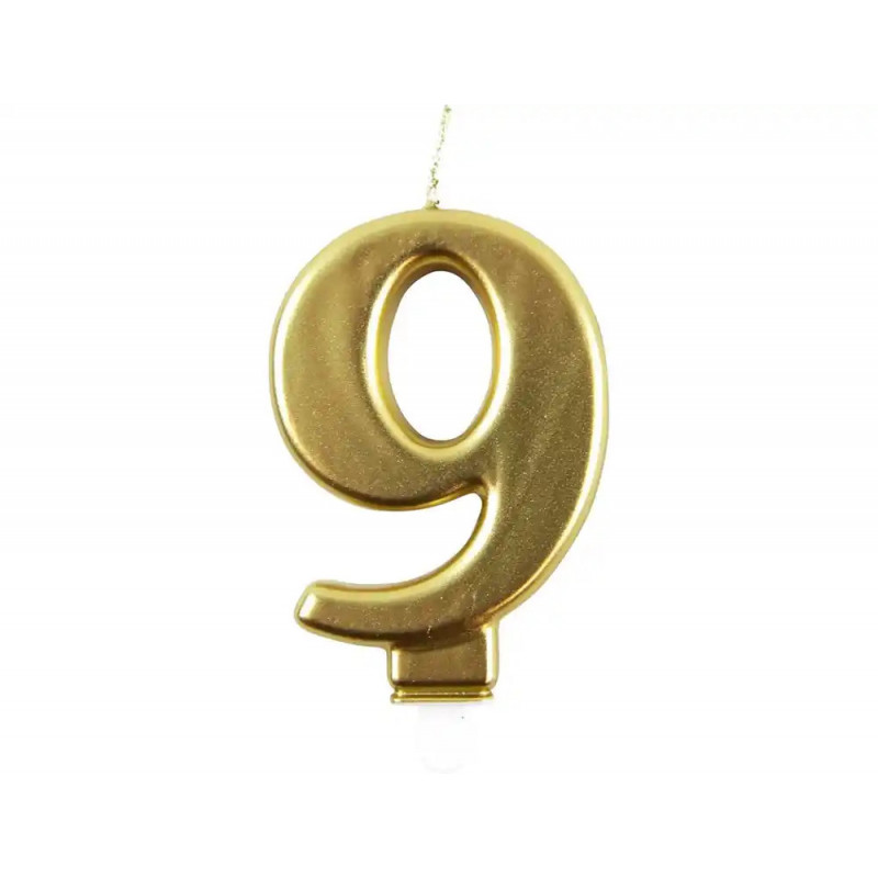 Bougie eurowrap chiffre anniversaire n 9 coloris or