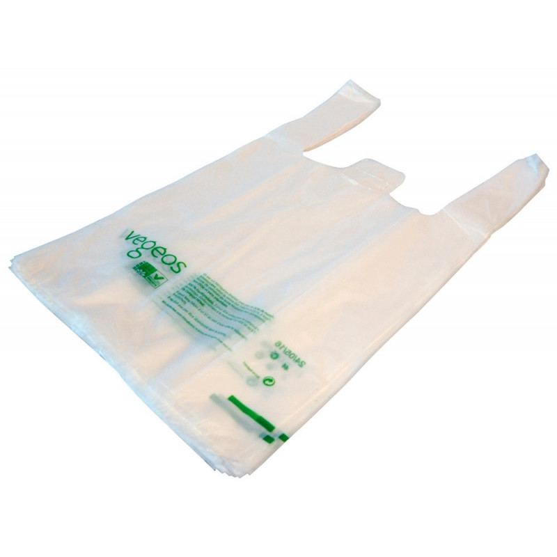 Sac dechets compostable alfapac bretelles 13 microns 7l resistance 1,5kg 380x450mm coloris naturel 1500 unites