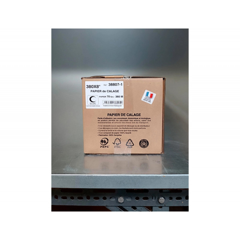 Papier calage elve carton expedition laize 38cm longueur 360m 1 pli 70gr emballage devidoir