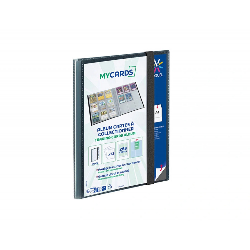 Album viquel cartes a collectionner a4 pp fermeture elastique capacite 288 cartes coloris noir