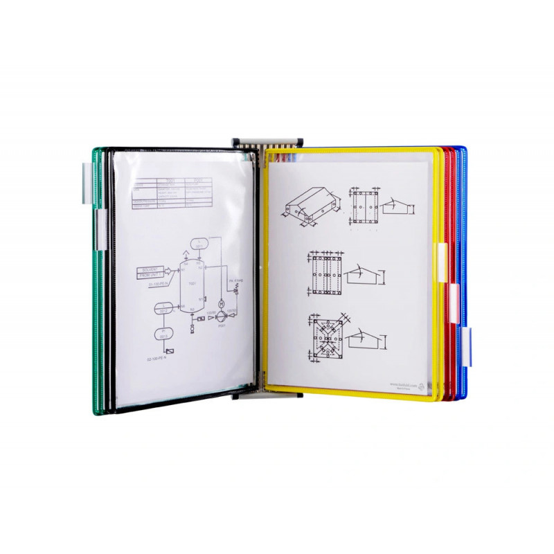 Systeme presentation tarifold pro mural a4 metal 5 poches coloris assortis