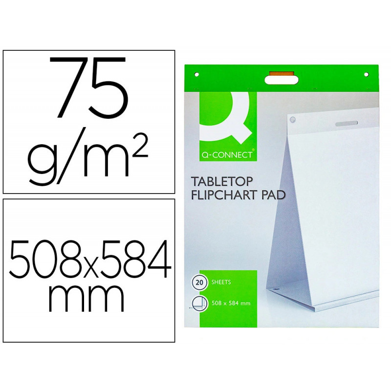 Bloc conference q-connect lisse autoadhesif pour bureau 20f papier blanc 75g/m2 508x584mm