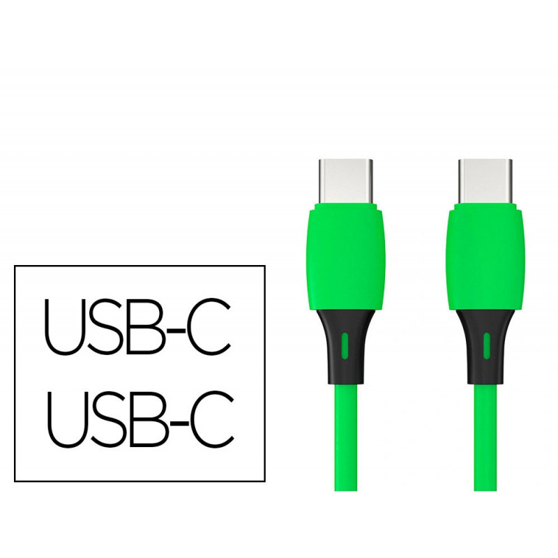 Cable q-connect usb-c vers usb-c pvc longueur 1m coloris vert