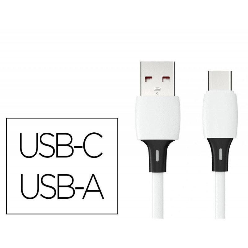 Cable q-connect usb-a vers usb-c pvc longueur 2m coloris blanc