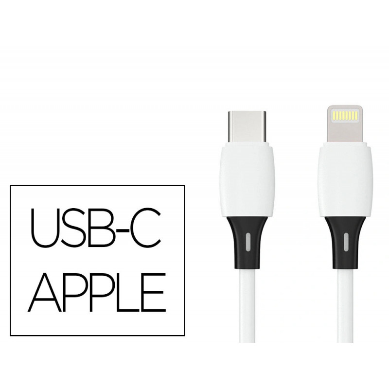 Cable q-connect usb-c vers type l apple pvc longueur 2m coloris blanc