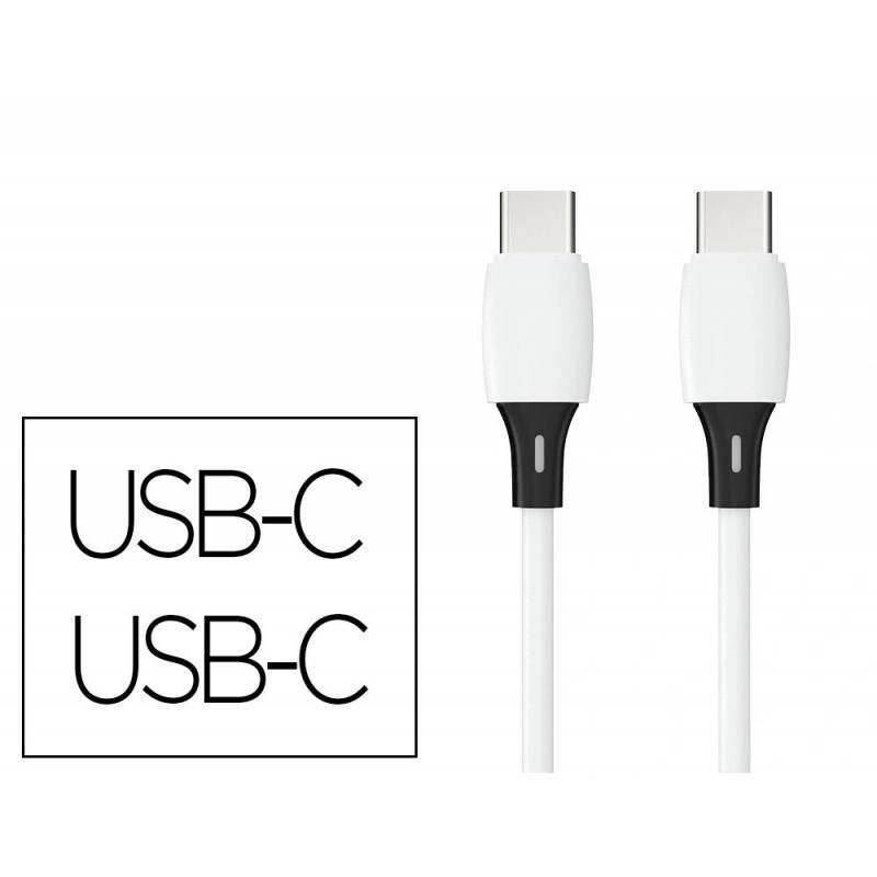 Cable q-connect usb-c vers usb-c pvc longueur 3m coloris blanc
